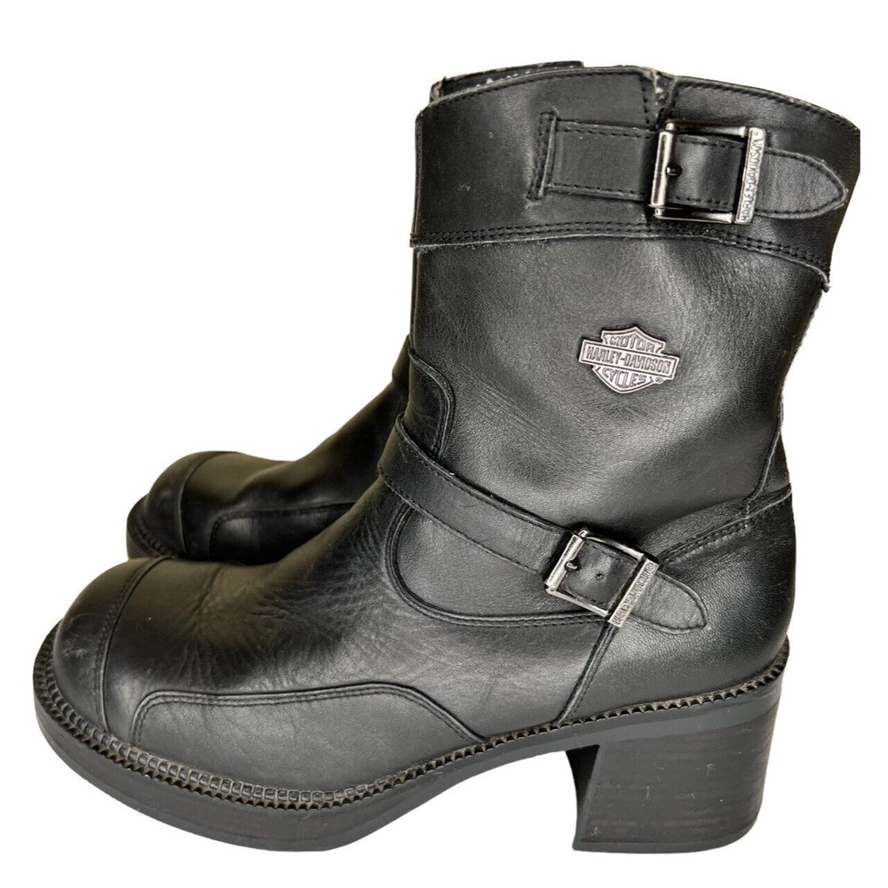 Harley‎ Davidson Double Buckle Side Zip Gypsy Black Boots 85303 Women's Size 10 - Picture 2 of 9